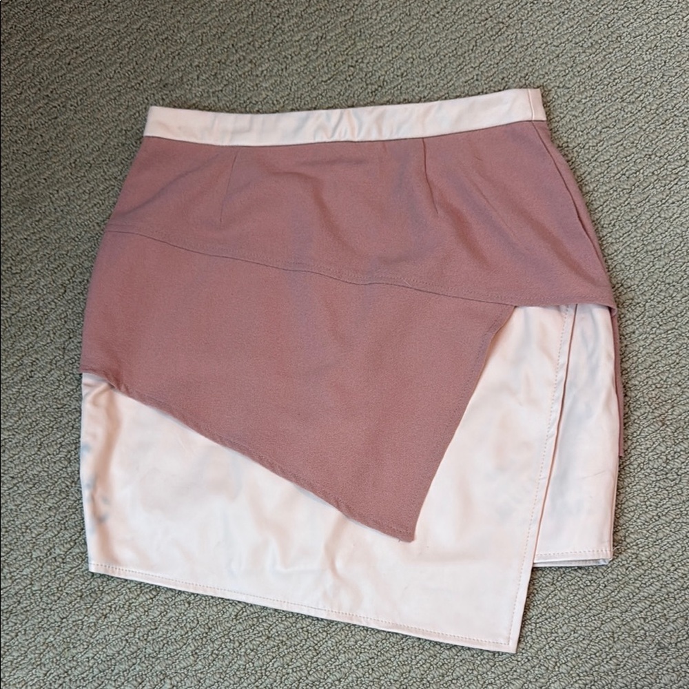 Tobi Pink Asymmetrical Wrap Mini Skirt